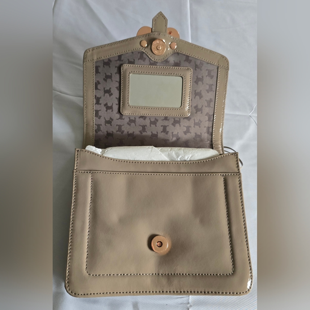 Radley London D'Arblay Taupe Patent Leather Purse Clutch NO STRAP New - Picture 9 of 14